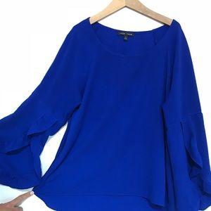 Blue top with bell sleeves